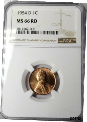  アンティークコイン コイン 金貨 銀貨  1954-D 1C Lincoln Cent NGC MS 66 RD