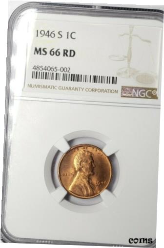 yɔi/iۏ؏tz AeB[NRC RC   [] 1946-S Lincoln Wheat Cent NGC MS66 RD