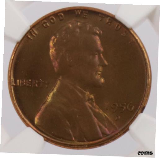 楽天金銀プラチナ　ワールドリソース【極美品/品質保証書付】 アンティークコイン コイン 金貨 銀貨 [送料無料] 1956-D Lincoln Wheat Cent Penny 1C NGC MS66 RB Red Brown Toned