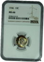 1946 ルーズベルト銀貨 NGC MS-661946 Roosevelt Silver Dime Coin NGC MS-66(3)