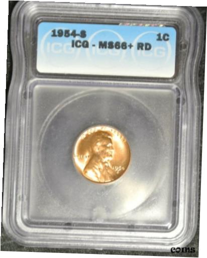 yɔi/iۏ؏tz AeB[NRC RC   [] 1954 S Lincoln Wheat Cent ICG Graded MS 66 RD