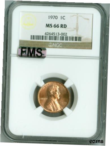 楽天金銀プラチナ　ワールドリソース【極美品/品質保証書付】 アンティークコイン コイン 金貨 銀貨 [送料無料] 1970 NGC MS66 RD MAC-FMS Full Memorial Step Lincoln Cent, 2nd Finest Registry