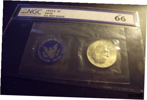 ڶ/ʼݾڽա ƥ    [̵] 1973-S Silver Eisenhower NGC MS66 USMintSealed $1 *46 pop $100 PG - 366 Reg pts*