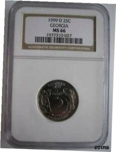 NGC MS66 1999-D ジョージア州地区ビジネスストライキ GEM レジストリの品質NGC MS66 1999-D Georgia State Quarter Business Strike GEM Registry Quality