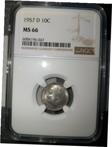 yɔi/iۏ؏tz AeB[NRC RC   [] 1957 D Roosevelt Dime MS66 NGC Graded Silver US Coin (2)