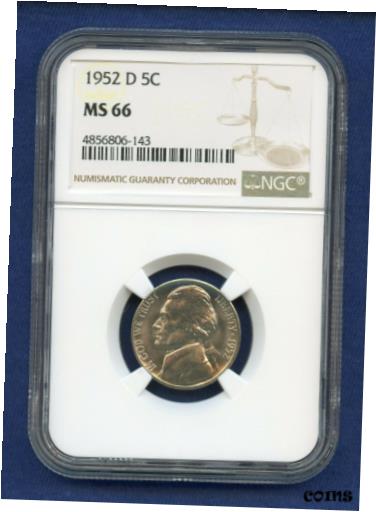 yɔi/iۏ؏tz AeB[NRC RC   [] 1952 D NGC MS66 Jefferson Nickel 5c US Mint 1952-D NGC MS-66 PQ Coin !