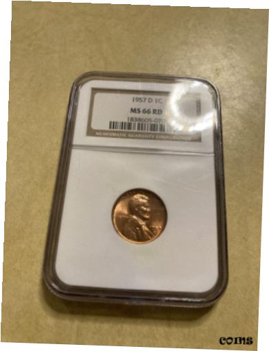 【極美品/品質保証書付】 アンティークコイン コイン 金貨 銀貨 [送料無料] 1957 D Lincoln Cent NGC MS 66 RD superb Gem BU Firey RED sparkling Blazer