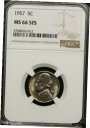 yɔi/iۏ؏tz AeB[NRC RC   [] 1957 Jefferson Nickel ~ NGC MS66 FS 5FS FULL STEPS ~ REGISTRY WORTHY! XA-626-012