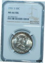 1951 S NGC MS66FBL バッグスバニー 表面 ダイクラッシュ フランクリン ハーフダラー1951 S NGC MS66FBL Bugs Bunny Obverse Die Clash Franklin Half Dollar