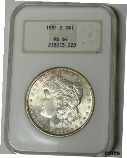 yɔi/iۏ؏tz AeB[NRC RC   [] NGC MS64 1881-S Morgan Silver Dollar San Francisco Mint Fatty Holder #218913-020