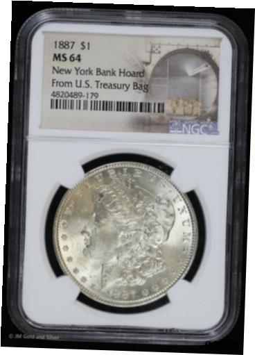 【極美品/品質保証書付】 アンティークコイン コイン 金貨 銀貨 [送料無料] 1887 Morgan Silver Dollar NGC MS 64 | New York Bank Hoard Uncirculated BU 1