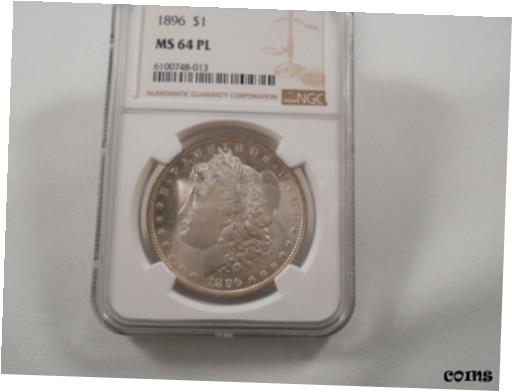  アンティークコイン コイン 金貨 銀貨  1896 Morgan Silver Dollar NGC MS-64PL, Well Defined Features, White, POP 282