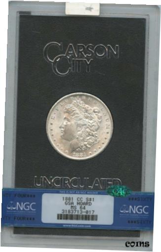 1881-CC $1 Morgan Dollar GSA Hoard NGC MS64 CAC※関税は当ショップ負担（お客様負担無し）※全国送料無料・海外輸送無料※商品の状態は画像をご確認下さい（極美品・目立った汚れ無し）※輸入品の為英語表記となります※その他ご不明点はお気軽にお問合せ下さい！Certification: NGCCertification Number: 3183713017Grade: MS64Year: 1881Circulated/Uncirculated: UncirculatedStrike Type: BusinessMint Location: Carson CityDesignation: NONEDenomination Type: Morgan DollarGrade Add On: CAC[ご購入前に必ずお読み下さい]親切丁寧に、商品到着までサポート対応させていただきます。■パソコンの画像・画質により色や素材感が、実際の商品と多少異なる場合がございますので予めご了承くださいませ。■お客様のご都合（程度の解釈相違を含む）による商品のご購入後のキャンセル返品は、原則としてお受け致しておりません。未払いのまま2日以上連絡が取れない場合はキャンセルさせて頂きます。その場合、事務局側が自動的に「非常に悪い」の評価を付けてしまいますのでご注意ください。※お支払い頂いた場合は連絡は不要です。※他ショップでも販売しておりますので、稀に在庫がない場合がございます。■不具合での返品は箱などすべてが到着時の状態になるものに限らせていただきます。※当店では不良品はすべて現物確認と不具合の確認を行い対応をさせて頂いております。■お客様のご都合によるご注文確定後の商品のキャンセルにつきましては承っておりません。また、ご入金確認後、またはご決済完了確認後のキャンセルにつきましては、ご注文総額の30％のキャンセル料をご請求させていただきます。■領収書二重発行やトラブル防止のため、領収書発行は行っておりません。事務局側が発行している「支払い明細」が正式な支払い証明となります。支払い明細画面を印刷したものが領収書の代わりになることを各税務署に確認済みです。■年末年始・連休の発送は、業者も休みになる関係でいつもより遅れます。■輸送時の破損の場合は配送業者への報告を行って下さい。報告なしでの対応はできません。■日祝日は定休日とさせていただいております。連絡・発送が出来ませんのであらかじめご了承お願いいたします。■内容は必ずお読みになってからお買い求め下さいますようお願い致します。※在庫状況は常に更新をしておりますが、当社は複数店舗で在庫を共有しているため、ご注文を頂きましても稀に欠品している場合がございます。その際は誠に申し訳ございませんが、その旨をメールまたはお電話にてご連絡させていただきます。ご理解いただけますようお願い申し上げます。親切・丁寧にお取引させていただきますのでよろしくお願いします。 品質保証について 当店の商品の、品質保証についてご紹介いたします。 ▽品質保証書 お買い上げいただく全ての商品に「WORLD RESOURCE品質保証書」をおつけいたします。 これは、WORLD RESOURCEが販売した商品であることを保証するものです。大切に保管してください。 ▽標準保証に関して 当店でご購入頂きました商品は7日以内の標準保証サービスが付属致します。 ※ご購入日につきましては、製品の品質保証書に記載の日付にて確認させていただきます。 ※保証は通常利用時のみの対応となります。 ※ご購入日の確認を致しかねる場合は有償となります。品質保証書は大切に保管して下さい。POINT01　品揃え一番店を目指して 「期待に答えるお店づくりと、時代に合わせたサービスをご提供致します。」 POINT02　多種多様な商品レパートリー 「幅広く、世界の商品をご用意しております。」 POINT03　きっと見つかる！新しい発見 「テレビや雑誌で紹介されたアイテムもいちはやく。」 モットー：丁寧な接客対応 その道数十年のスタッフだからこそできる、“豊富な知識”に基づく商品のご提案。 お探しの商品はお気軽にスタッフにお尋ねください。 「以前は、商品ページあったけど、、、見つからない。」 「初めてアンティークコインの購入をしますが大丈夫ですか？」 「この年代の商品を探していますが、おすすめはありますか？」 「友人にアンティークコインを送りたいけど、おすすめありますか？」 等など、困ったときの質問にも、しっかり対応・お調べ致します。 取寄せ、取り置き等もできますので、商品一覧で見つからなかった商品でも、 スタッフまでお気軽にご相談下さい。 【お問い合わせはお気軽にどうぞ】 suport@world-resource.net