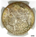 1904-O モーガン シルバー ダラー $1 NGC MS64 表側および裏側 レインボー トーン リム1904-O Morgan Silver Dollar $1 NGC MS64 Obverse & Reverse Rainbow Toned Rim(3)