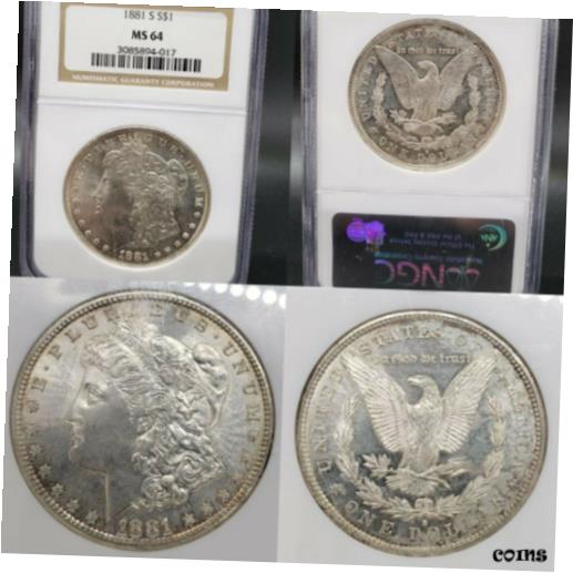 yɔi/iۏ؏tz AeB[NRC RC   [] BEAUTIFUL 1881-S Morgan $1 Silver Dollar NGC MS-64 KVE Investments, LLC