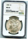 1898年 $1 モルガン シルバー ダラー NGC MS 641898 $1 Morgan Silver Dollar NGC MS 64(3)