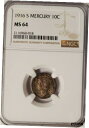 米国 1916-S マーキュリー シルバー ダイム - 10c - NGC MS-64!!U.S. 1916-S Mercury Silver Dime - 10c - NGC MS-64!!(3)