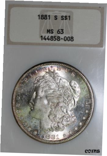 【極美品/品質保証書付】 アンティークコイン コイン 金貨 銀貨 [送料無料] 1881-S Morgan Silver Dollar In An Old NGC Fatty Holder Grade MS63 (144858-008)