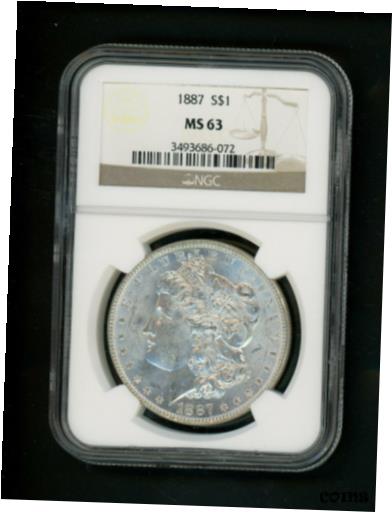  アンティークコイン コイン 金貨 銀貨  1887 US Morgan Silver Dollar $1.00 $1 NGC MS 63 UNC Bright White Orignl Surfaces