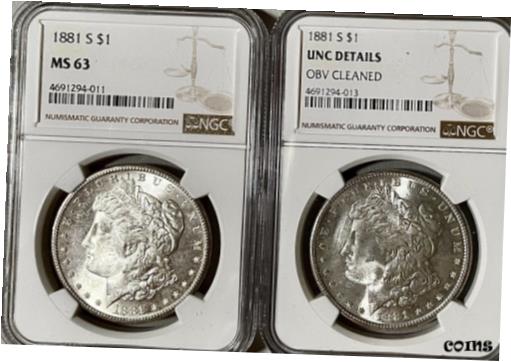 楽天金銀プラチナ　ワールドリソース【極美品/品質保証書付】 アンティークコイン コイン 金貨 銀貨 [送料無料] 1881-S MS63 Morgan Silver Dollar Silver Coin NGC Mint State 63 * Proof-Like Look