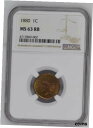 1880 Indian Head Cent - NGC Certified MS-63 RB , Razor-Sharp, Lustrous specimen.※関税は当ショップ負担（お客様負担無し）※全国送料無料・海外輸送無料※商品の状態...