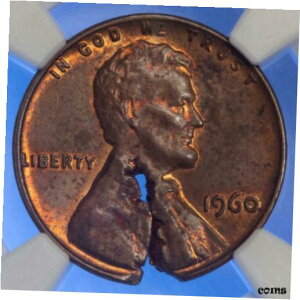 1960 NGC MS63 が欠陥のある噴気孔に遭遇 リンカーン セント ミント エラー1960 NGC MS63 Struck On Defective Blowhole Lincoln Cent Mint Error Wow