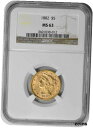【極美品/品質保証書付】 アンティークコイン 金貨 1882 $5 Gold Liberty Head MS63 NGC [送料無料] #got-wr-8947-4663