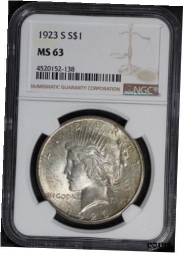 yɔi/iۏ؏tz AeB[NRC RC   [] 1923-S Silver Peace Dollar NGC MS-63