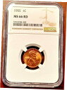 yɔi/iۏ؏tz AeB[NRC RC   [] 1955 Lincoln Cent NGC MS66RD Philadelphia Mint Gem BU Full Red