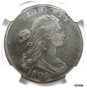 1802 ドレープ バスト ラージ セント 1C コイン - 認定 NGC XF40 (EF40) - 1,300 ドル相当!1802 Draped Bust ...