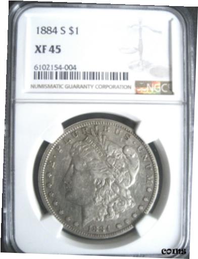  アンティークコイン コイン 金貨 銀貨  1884-S Morgan Silver Dollar Coin, NGC XF-45 Rarer Coveted Date***