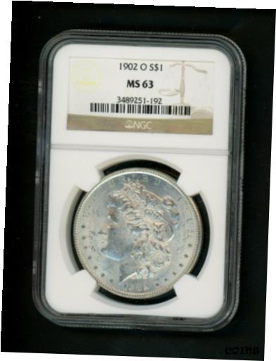  アンティークコイン コイン 金貨 銀貨  1902 O US Morgan Silver Dollar $1.00 $1 NGC MS 63 UNC Bright White Orig Surfaces