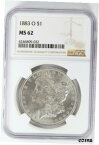 【極美品/品質保証書付】 アンティークコイン コイン 金貨 銀貨 [送料無料] 1883-O Morgan Silver Dollar NGC MS62 $1