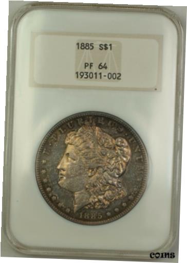 【極美品/品質保証書付】 アンティークコイン 銀貨 1885 Proof Morgan Silver Dollar $1 Old NGC Holder PF-64 Toned (Better Coin) [送料無料] #sct-wr-8953-1610