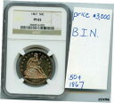 1867 シーテッド リバティ シルバー ハーフダラー 50C NGC PF65 (12/7)1867 SEATED LIBERTY SILVER HALF D...