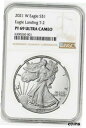 yɔi/iۏ؏tz AeB[NRC RC   [] 2021 W $1 T2 NGC PF69 ULTRA CAMEO PROOF TYPE 2 SILVER EAGLE BROWN LABEL