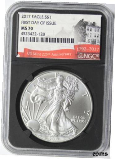 【極美品/品質保証書付】 アンティークコイン コイン 金貨 銀貨 [送料無料] 2017 $1 American Silver Eagle NGC MS70 First Day of Issue