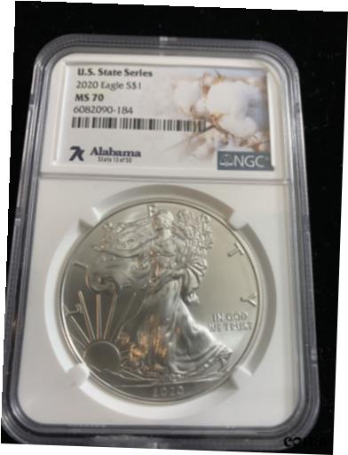楽天金銀プラチナ　ワールドリソース【極美品/品質保証書付】 アンティークコイン コイン 金貨 銀貨 [送料無料] 7K Metals Alabama State Series MS70 coin 2020 NGC SILVER EAGLE
