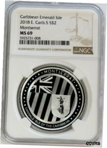2018 シルバー モンセラート $2 カリブ海のエメラルド島 1 オンス コイン NGC MS 692018 SILVER MONTSERRAT $2 EMERALD ISLE OF THE CARIBBEAN 1 OZ COIN NGC MS 69
