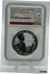 2017 フォークランド諸島 シルバー ブリタニア NGC PF69 リバース プルーフ、モットー ER2017 Falkland Islands Silver Britannia NGC PF69 Reverse Proof with Motto ER