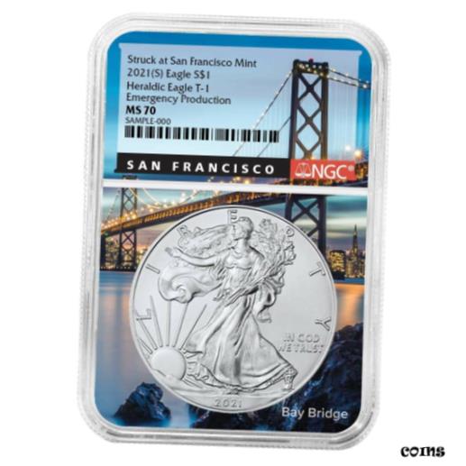 yɔi/iۏ؏tz AeB[NRC RC   [] 2021 (S) $1 American Silver Eagle NGC MS70 Emergency Production San Francisco Co