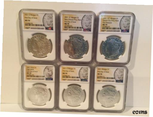 【極美品/品質保証書付】 アンティークコイン 硬貨 2021 MORGAN AND PEACE DOLLAR 6 COIN SET NGC MS70 FIRST DAY ISSUE FIRST RELEASES [送料無料] #oct-wr-9052-363