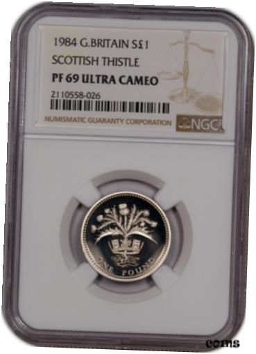 ڶ/ʼݾڽա ƥ    [̵] 1984 UK GREAT BRITAIN 1 POUND SCOTTISH THISTLE NGC PF 69UC ONLY 3 GRADED HIGHER