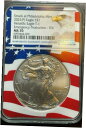 yɔi/iۏ؏tz AeB[NRC RC   [] 2021 (P) Emergency Heraldic Silver Eagle NGC MS 70 Flag Core First Day of Issue