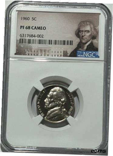 yɔi/iۏ؏tz AeB[NRC RC   [] 1960 NGC PF68 CAMEO PROOF THOMAS JEFFERSON NICKEL 5C UNCIRCULATED PORTRAIT LABEL