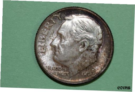 【極美品/品質保証書付】 アンティークコイン コイン 金貨 銀貨 [送料無料] Grades Mint State Album Toned 1962 P Roosevelt 90% Silver Dime (RDX550)