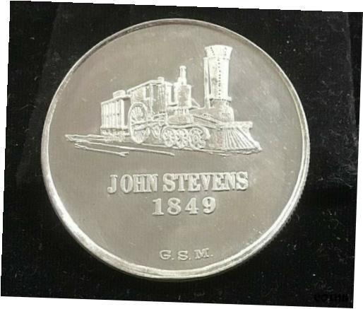  アンティークコイン コイン 金貨 銀貨  GOLDEN STATE MINT JOHN STEVENS 1849 LOCOMOTIVE 1 OZ SILVER .999 ROUND !