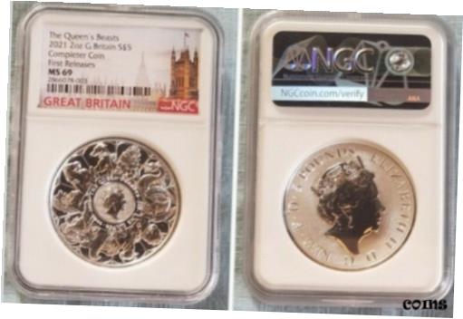  アンティークコイン コイン 金貨 銀貨  2021 ?5 UK Queen's Beasts Completer 2oz Silver NGC MS69 FIRST RELEASES