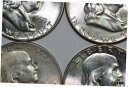 yɔi/iۏ؏tz AeB[NRC RC   [] 1955-P, 1956-P, 1961-D, 1962-P Franklin 90% Silver Half Dollars MS (NUM6225)