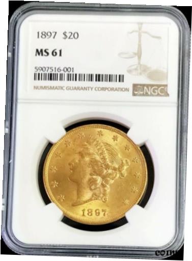 【極美品/品質保証書付】 アンティークコイン 金貨 1897 GOLD UNITED STATES $20 LIBERTY DOUBLE EAGLE NGC MINT STATE 61 [送料無料] #got-wr-9092-514